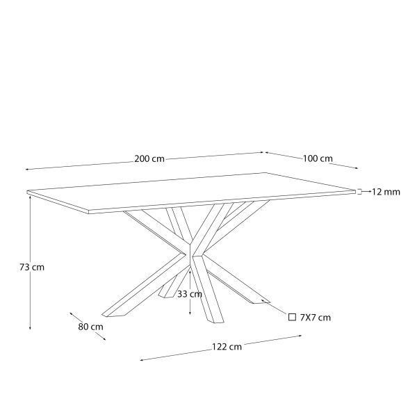 Mesa vidro transparente e pernas de aço 200 x 100 cm