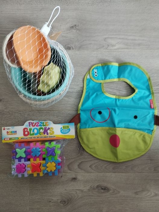 Відерце для піску набір в пісочницю пазли втулки слюнявчик skip hop