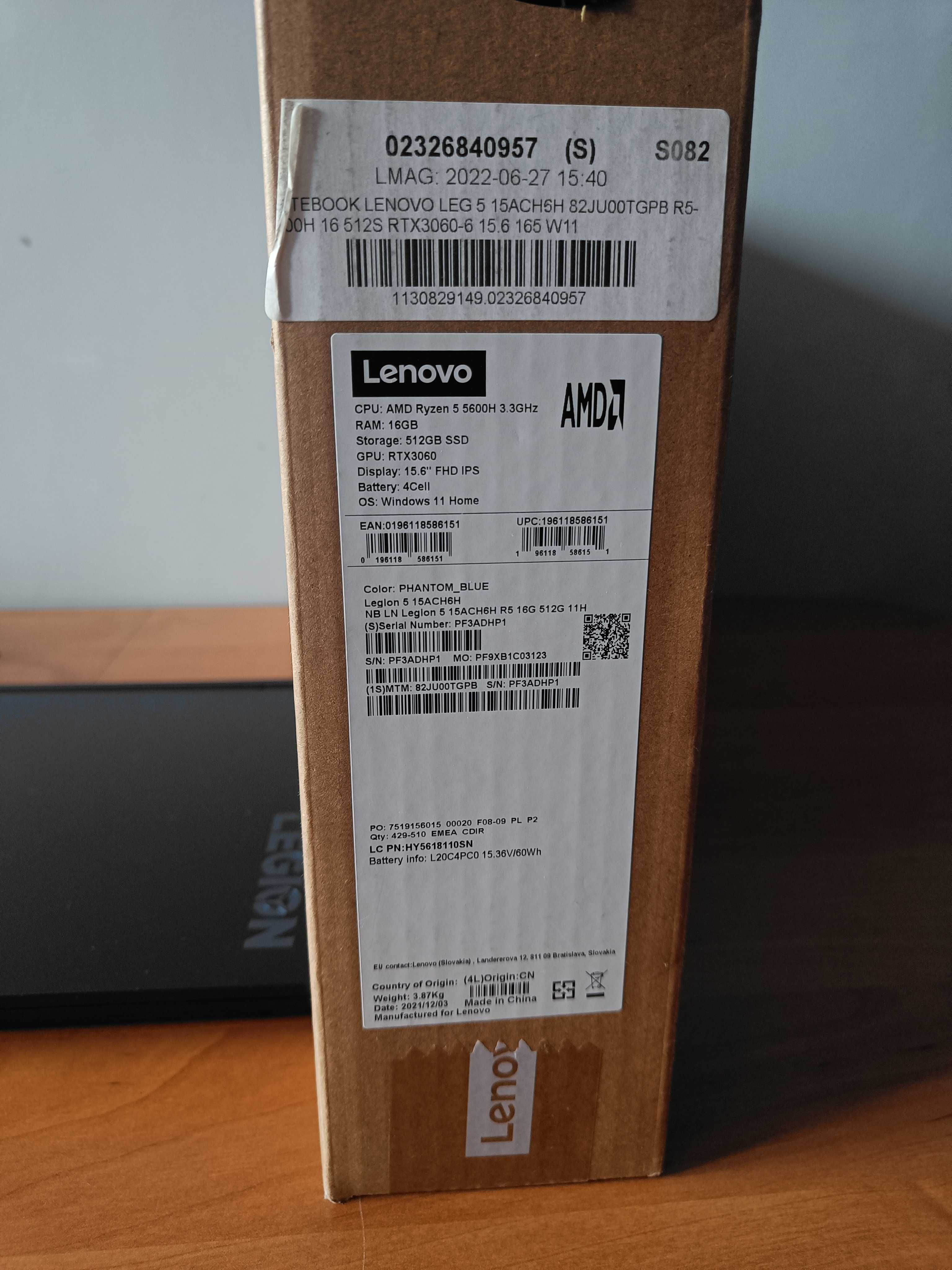 Lenovo Legion 5 RTX3060 Ryzen 5 SSD 512 GB 16 GB  RAM Ideal