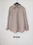 Massimo Dutti lniana koszula 100% len beżowa z długim rękawem oversize