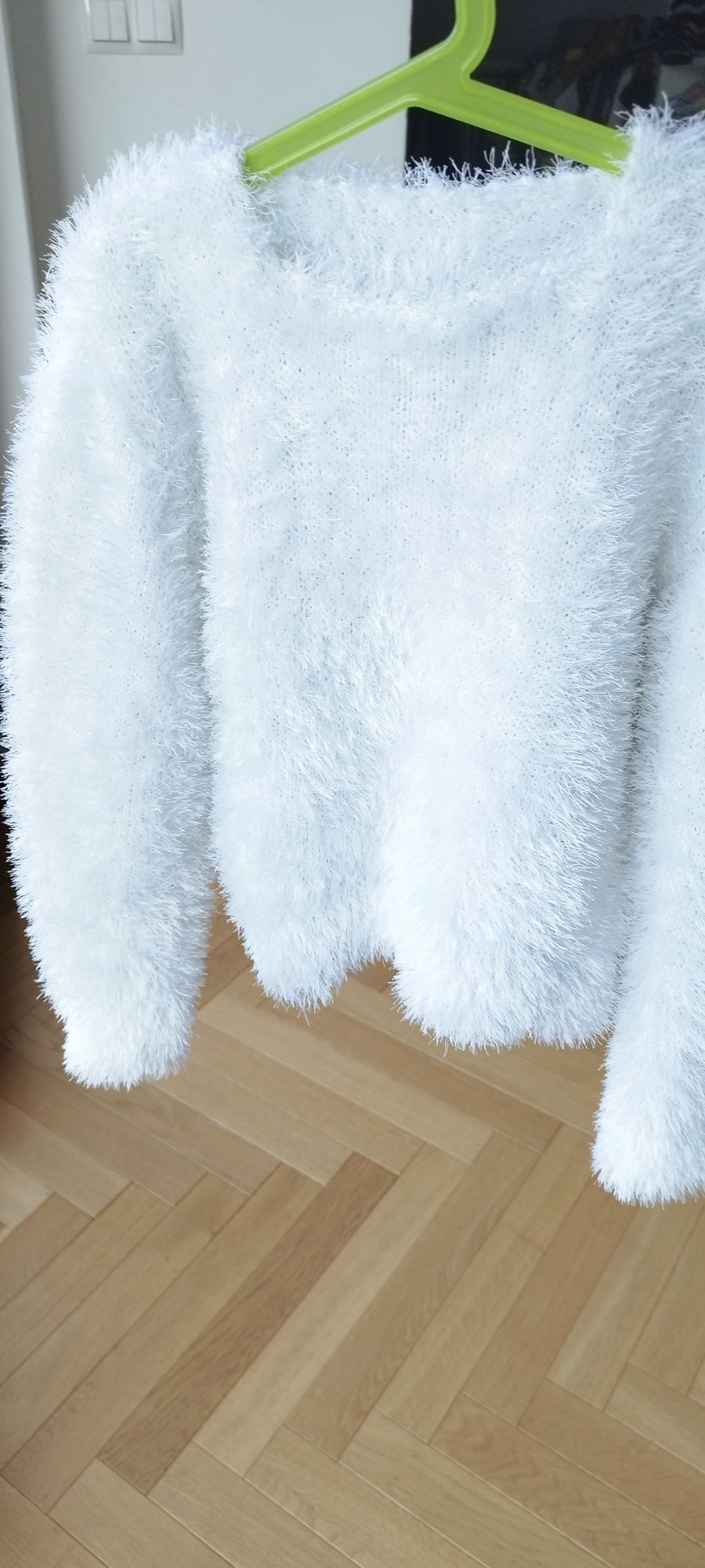 spodnie legginsy sweter włochaty biały świąteczny wizytowe galowe 140