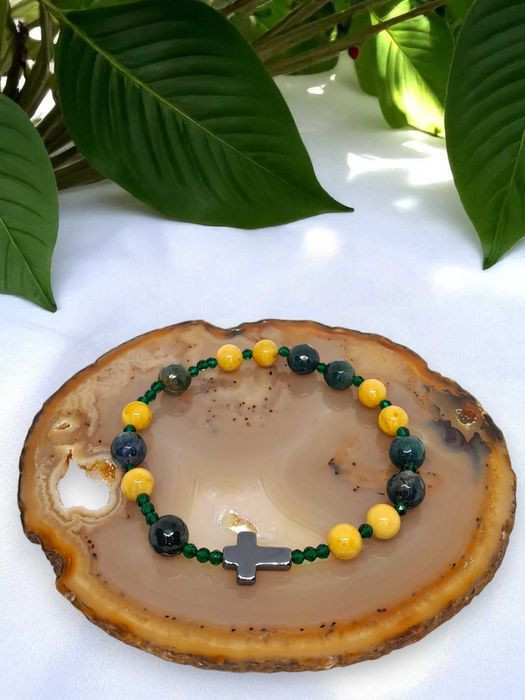 Bransoletka dziesiątka różańca BURSZTYN bałtycki, AGAT MSZYSTY #1042