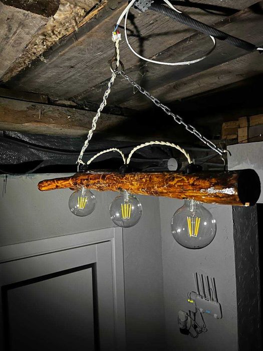 Люстра з дерева (вишня) — дерев'яна люстра ручной работы в стіле Loft