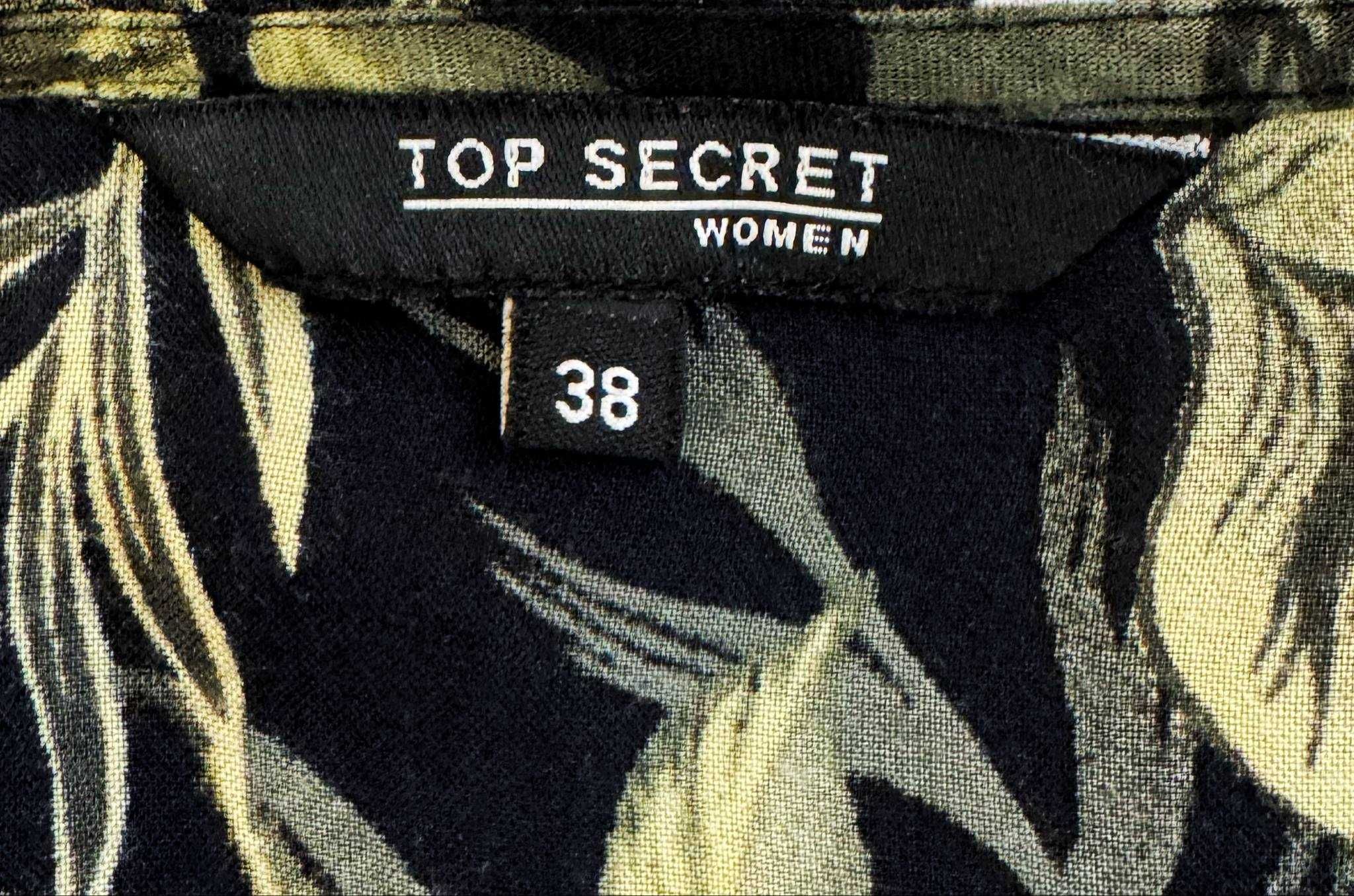 Sukienka czarna w kwiaty wiązana dekolt v wiskoza Top Secret 36/S