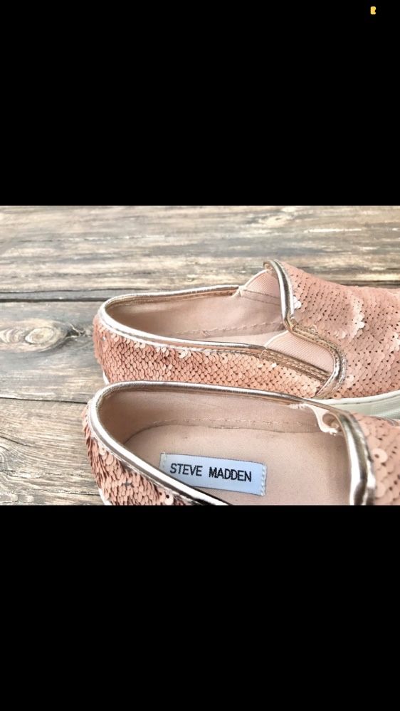 buciki steve madden świecące łososiowe tenisówki mieniące się   mokasy