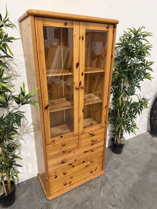 Piękna sosnowa witryna z szufladami super stan dowóz wysyłka