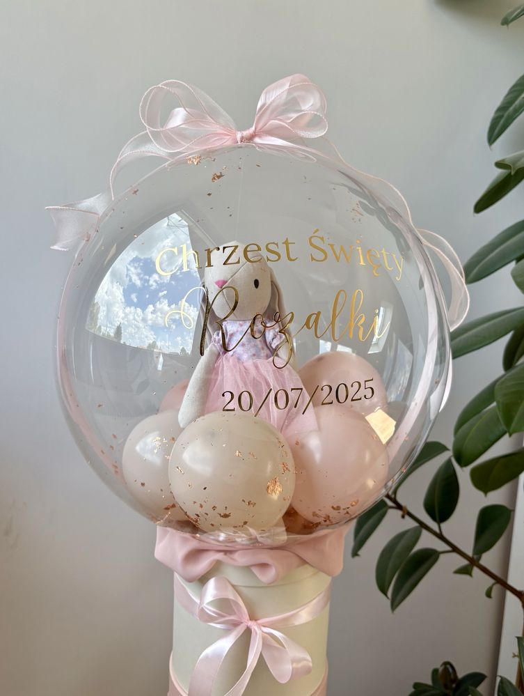 Box z balonem na prezent - chrzest, baby shower, odwietki, niemowlę