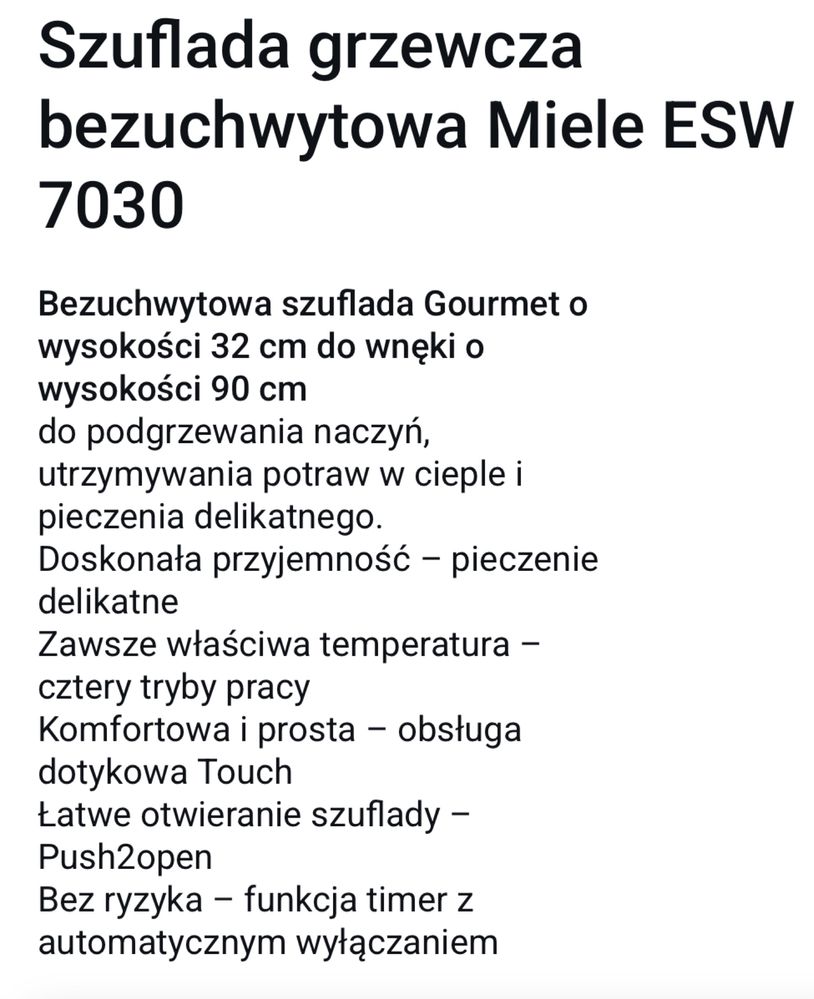 Szuflada Miele ESW 7030 Biała