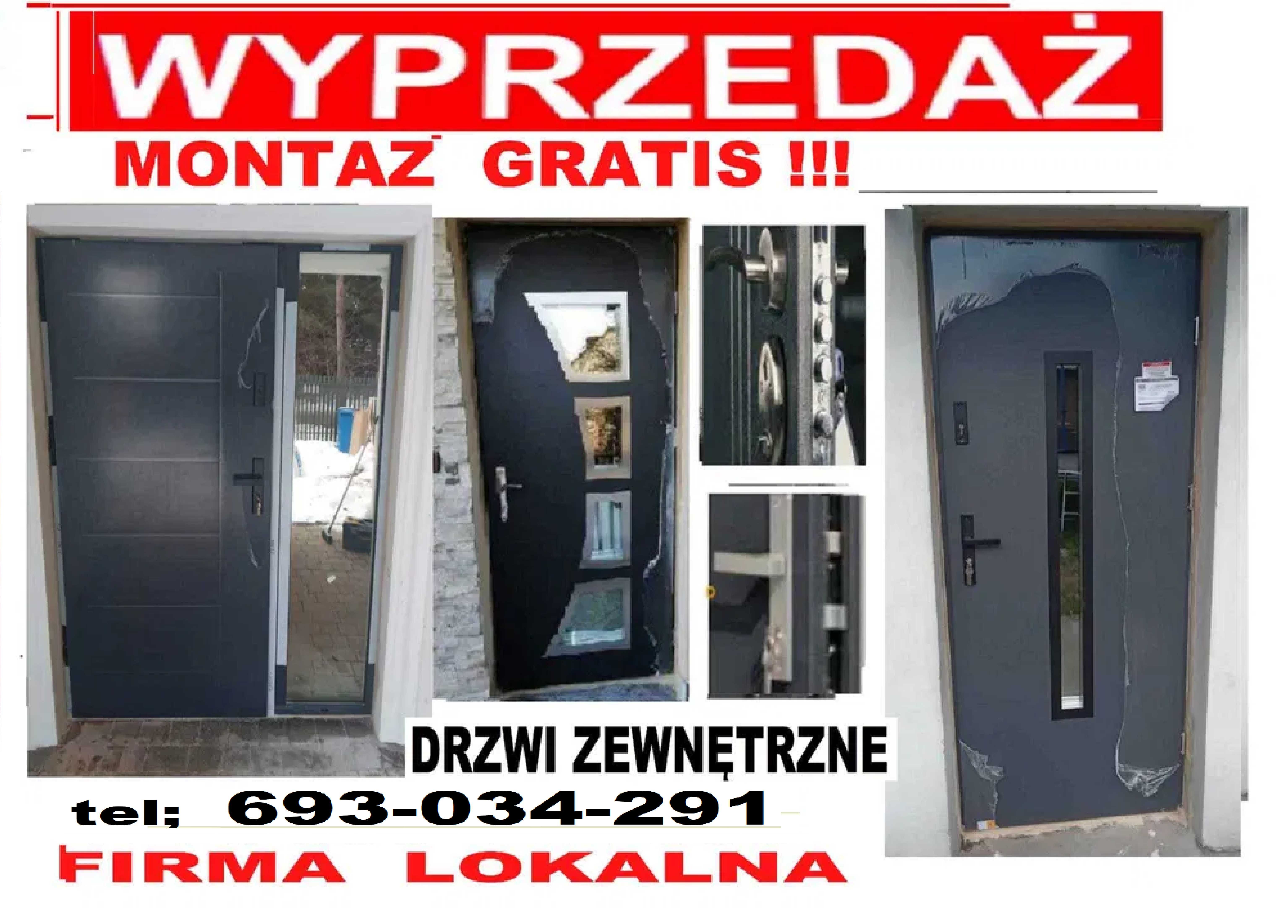 Drzwi do BLOKU wejściowe - zewnętrzne z MONTAŻEM ,Wyprzedaż!! Polskie