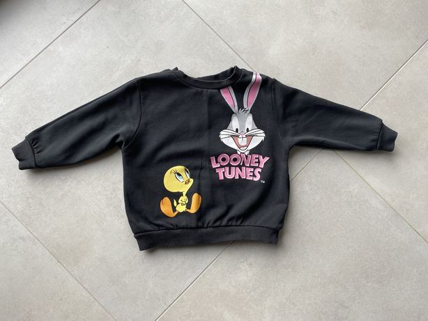 Bluza unisex H&M Looney Tunes, Bugs i Twitty kolor antracytowy 98/104