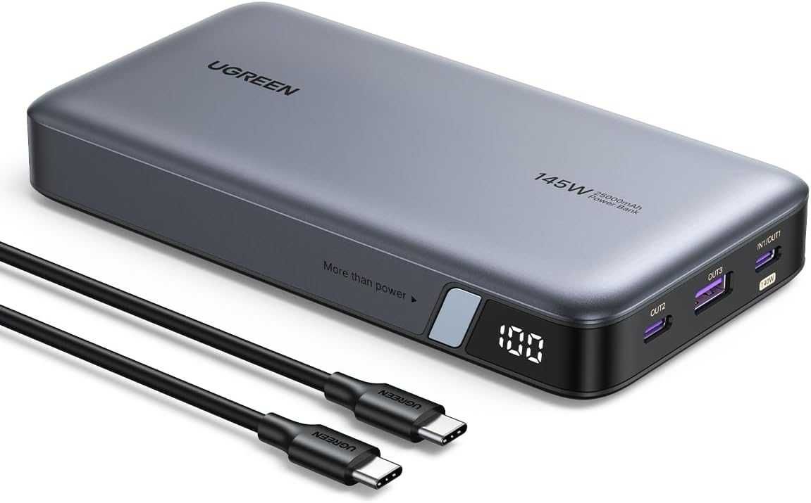 UGREEN Power Bank 140W Zewnętrzna bateria  25000mAh USB C MacBookiem