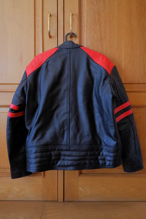 Casaco de couro estilo Biker Preto/Vermelho como novo