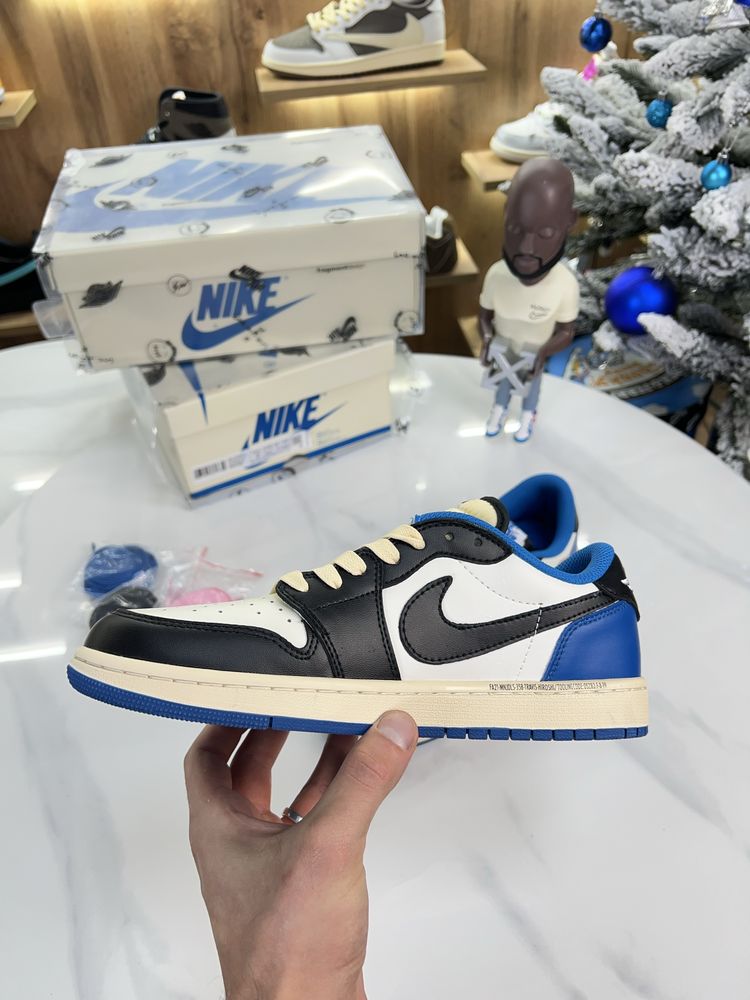 Кросівки Nike Air Jordan 1 low x Fragment Blue / Black / Beige