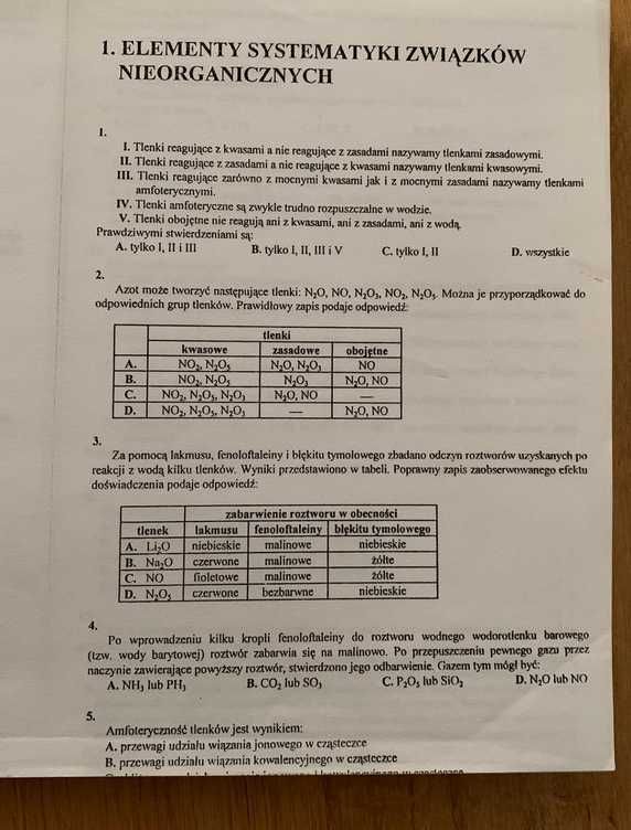 Zadania z chemii dla szkół średnich