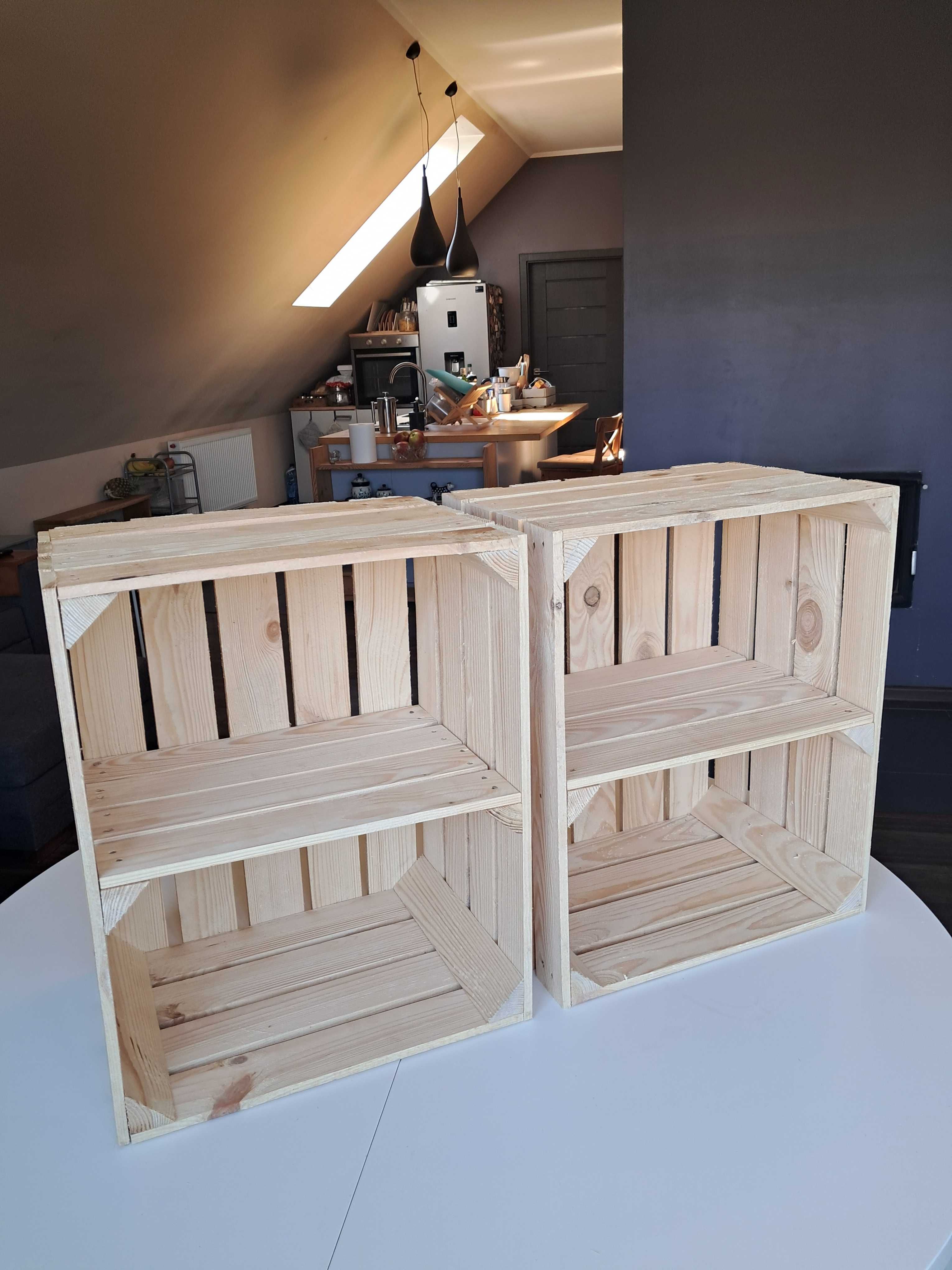 Dwie nowe skrzynki drewniane z półką krótką 50x40x30 przesyłka OLX