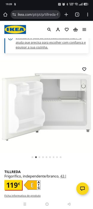 Frigorífico, independente/branco, 43 l IKEA
