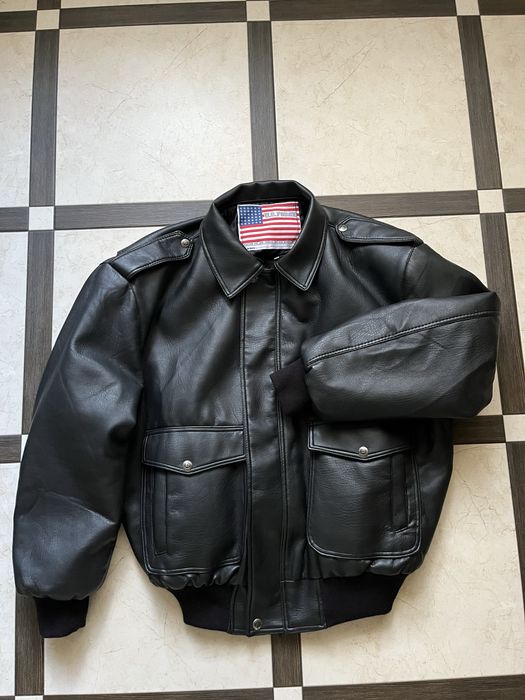 Вінтажна шкіряна куртка пілот авіатор (бомбер) оверсайз фіт. u.s force