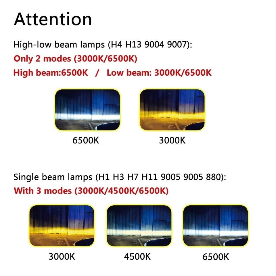 Трехцветные светодиодные LED авто лампы Infitary в цоколе H8/11 Н4 Н7