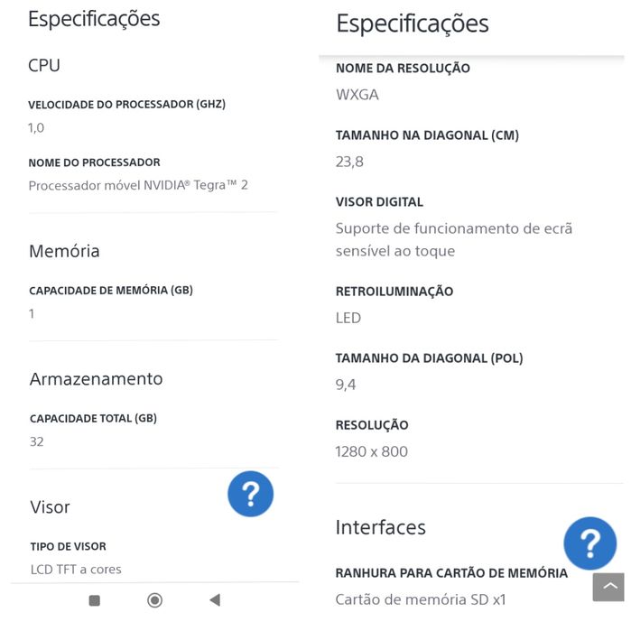 Tablet Sony S SGPT112PT/S