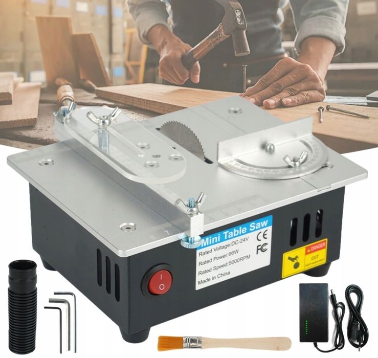 Przenośna mini stołowa pilarka tarczowa z 4 ostrzam 96W 24V piła