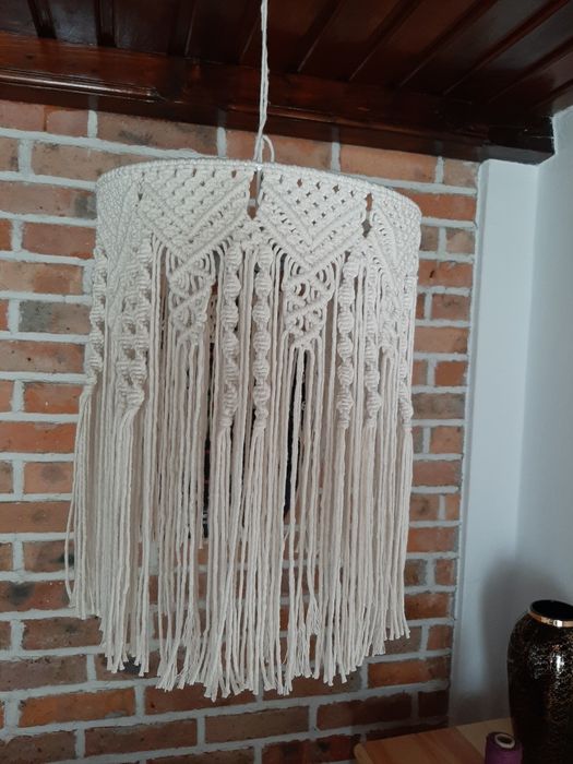 Abażur żyrandol lampa makrama boho rękodzieło