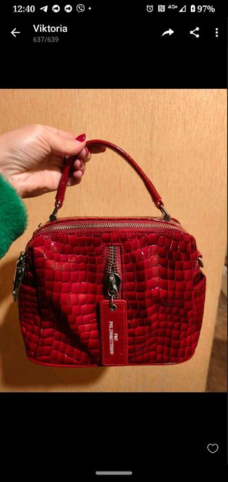 жіноча червона сумочка сумка Polina & Eiterou з натуральної шкіри