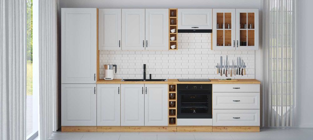 Zestaw mebli kuchennych KLEO MDF styl angielski frezowane fronty