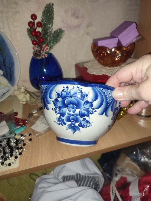 Новогодние игрушки,СССР, сахарница гжель