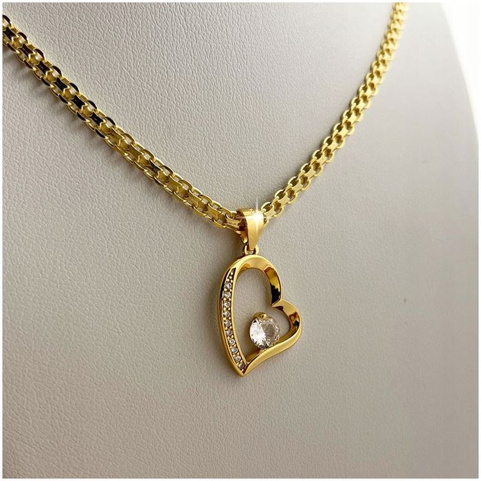 Złoty Naszyjnik Serce Pr 925/585 Łańcuszek Zawieszka Na Prezent + Dedy
