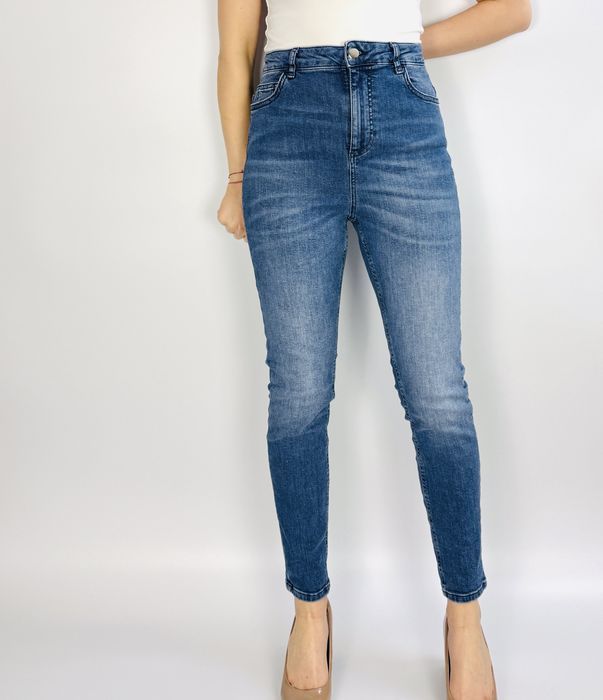 Niebieskie jeansy skinny z wysokim stanem L 40 Savida