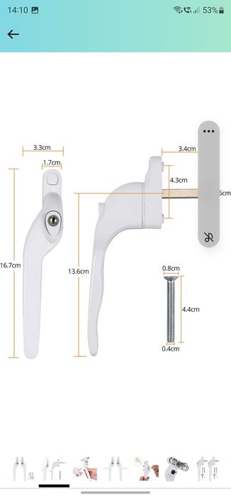 Neoteck Klamka okienna, korbowa, lewa, prawa, 2 szt