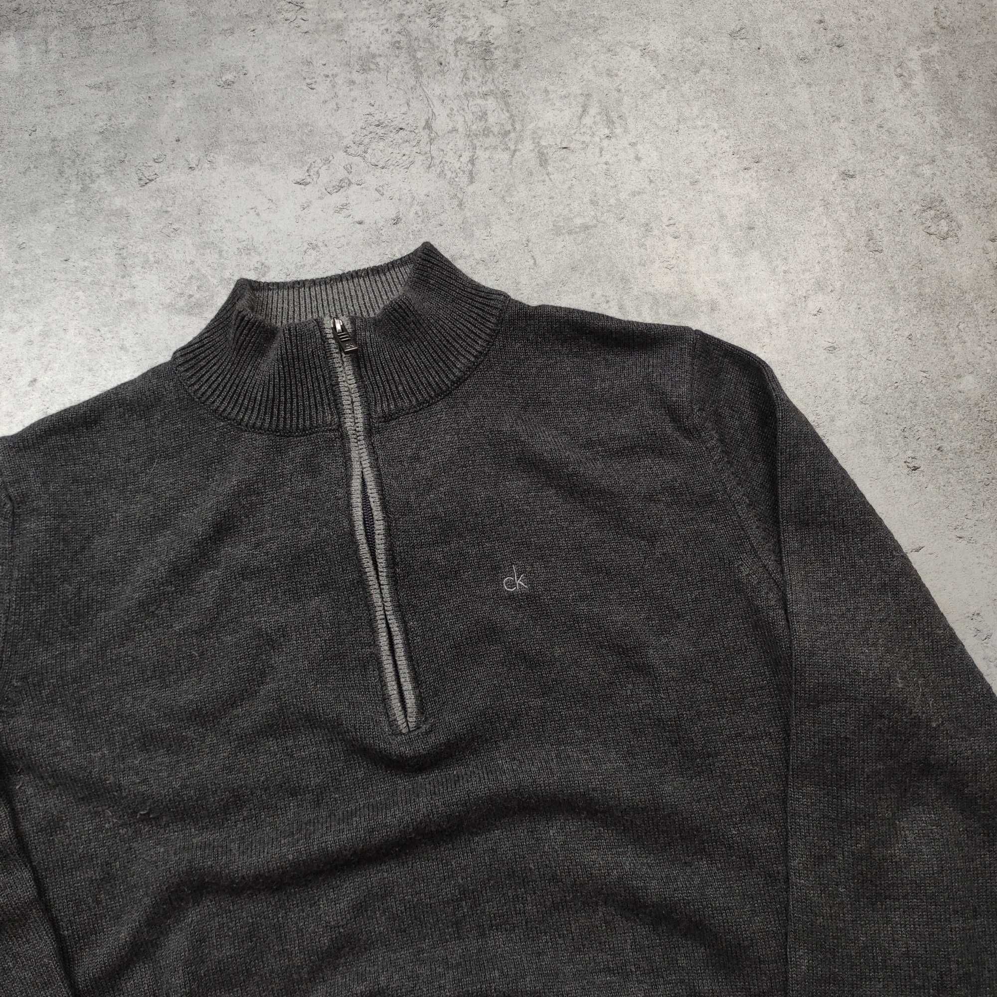MĘSKI Elegancki Sweter Bawełna PREMIUM Bluza Calvin Klein Golf Suwak