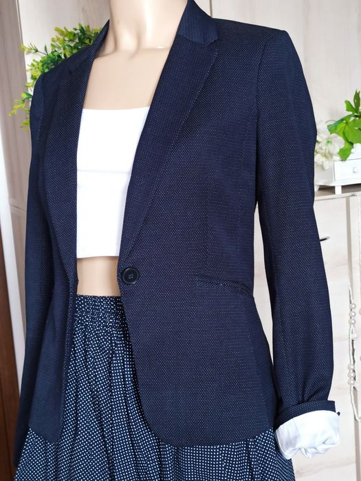 Sg Piękny elegancki żakiet 34 , XS granatowa marynarka damska 34 , XS
