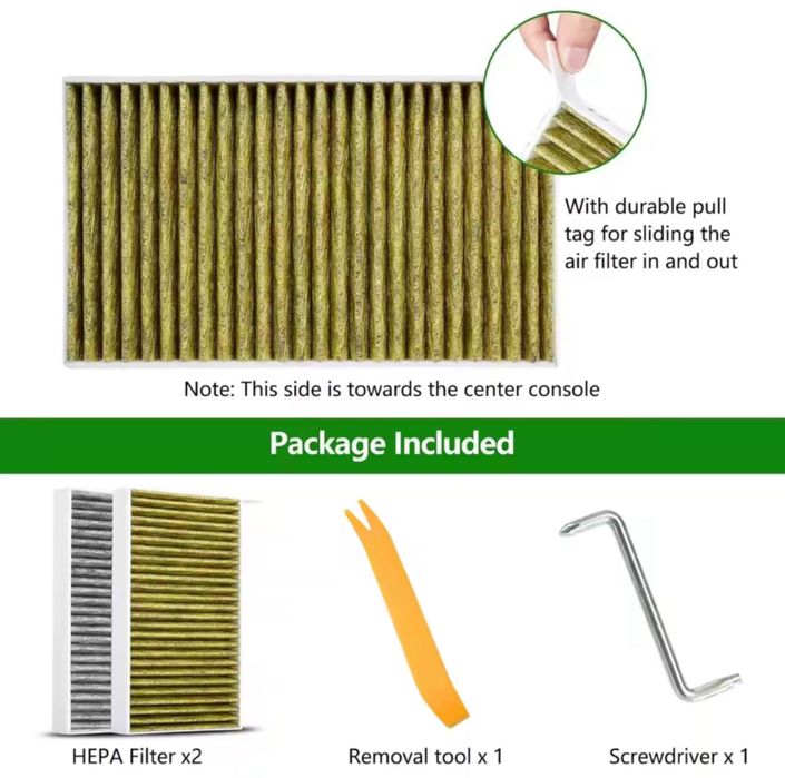 Комплект салонних HEPA фільтрів для Tesla Model 3 / Y + інструменти