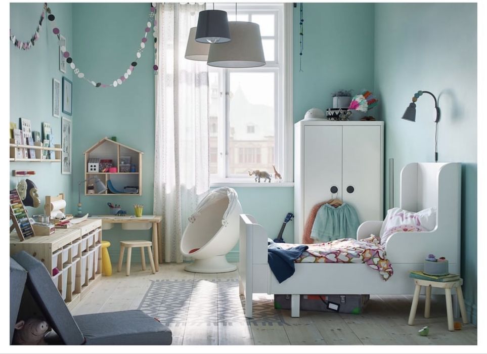 Lóżko do pokoju dziecięcego Ikea Busunge rośnie z dzieckiem białe