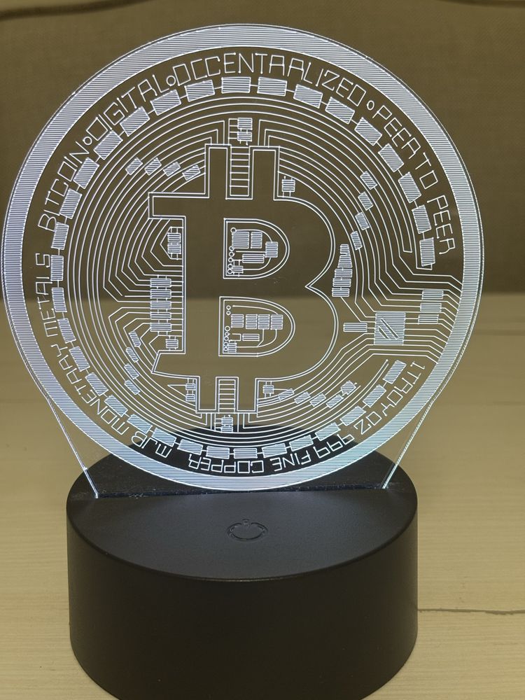 Lâmpada LED 3D Bitcoin