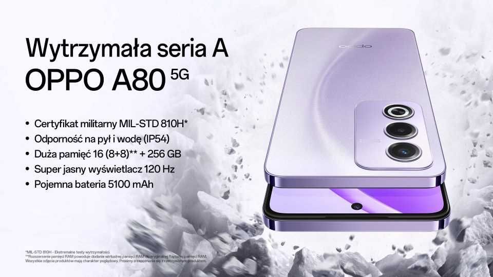 SUPER OPPO A80 5Gna gwarancji producenta. Pamięć 8/256 gb