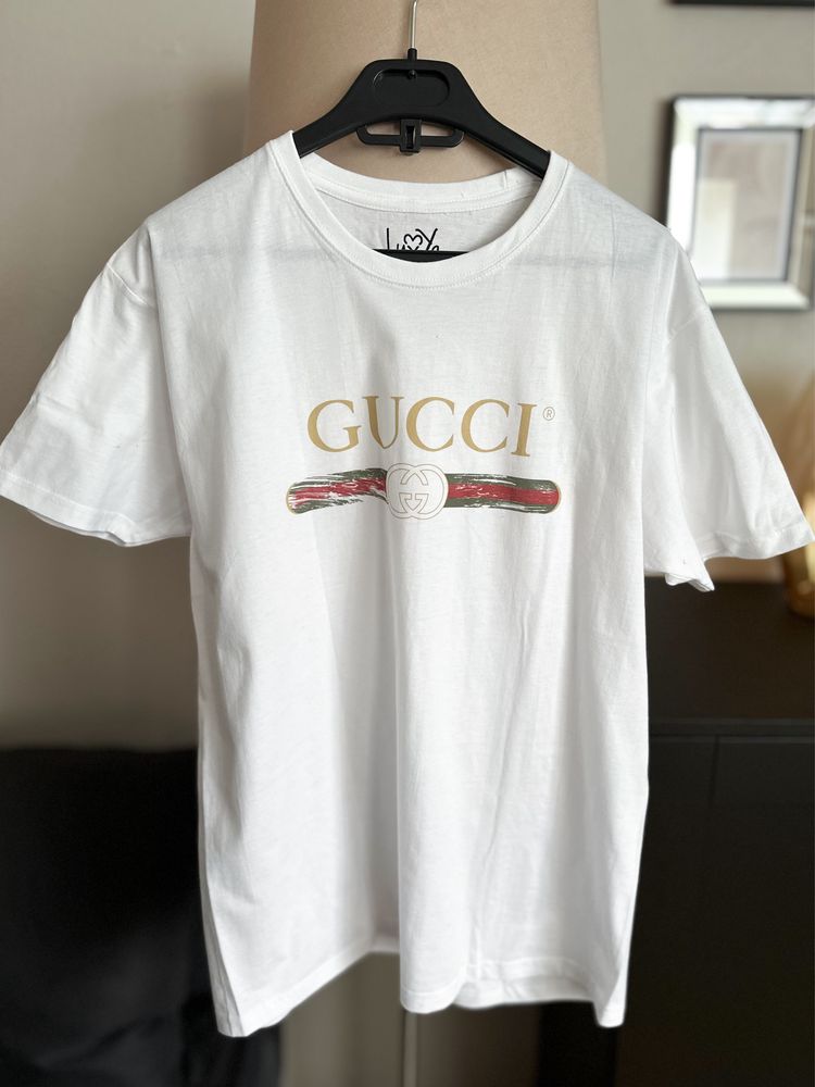 Nowa koszulka t-Shirt marki Luv Ya oversize logo Gucci 38 M