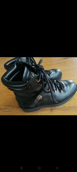 Buty workery trapery botki damskie zimowe czarne Tommy Hilfiger 38