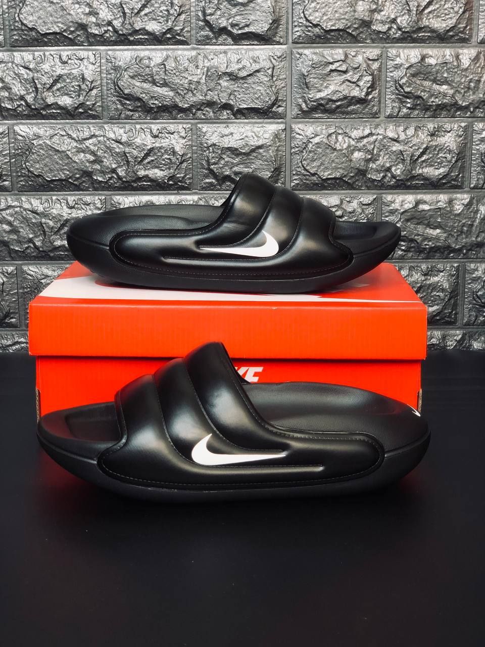 Мужские шлепанцы Nike Calm Slide Air чёрные летние стильные удобные