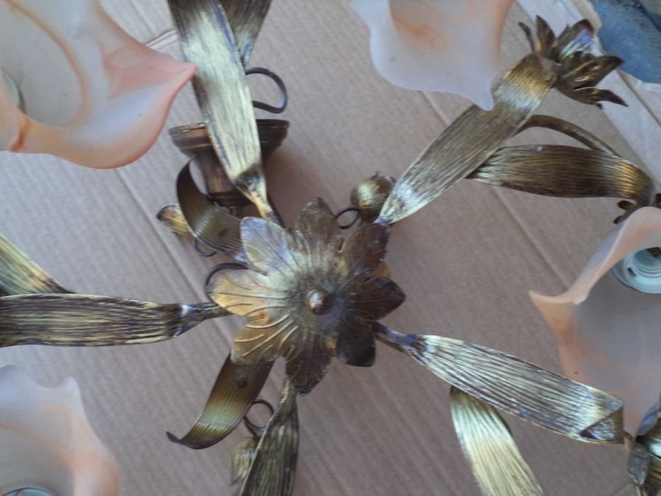 Żyrandol pięcioramienny , kinkiet na ścianę zestaw 3 sztuki