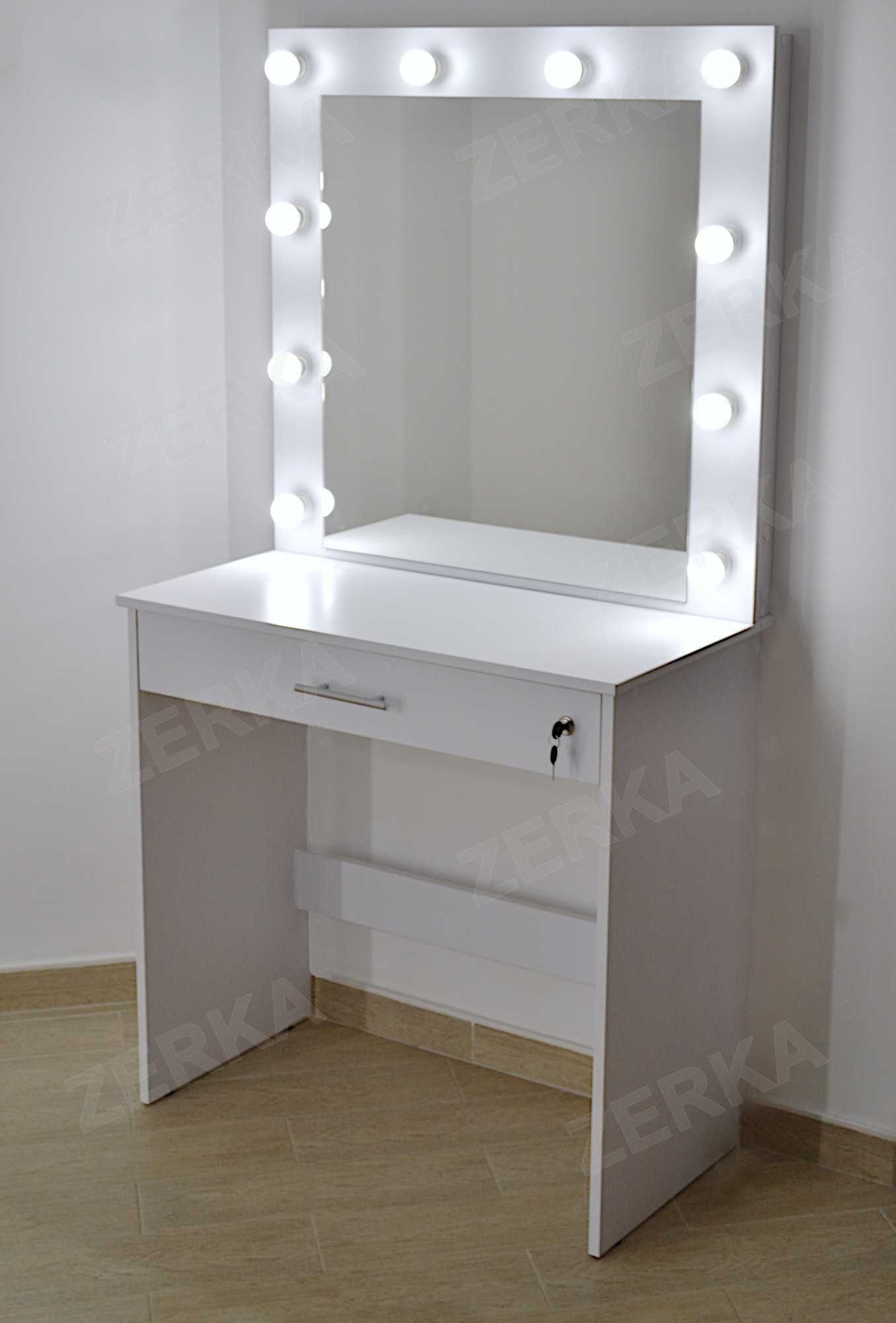 Макияжный туалетный столик трюмо и косметическое зеркало с подсветкой