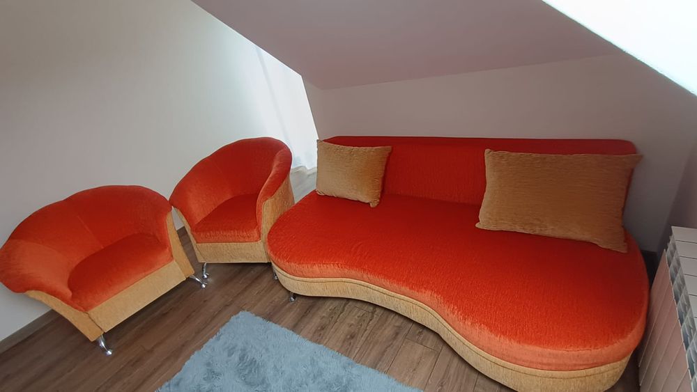 Komplet wypoczynkowy, sofa kanapa z funkcją spania i 2 fotele
