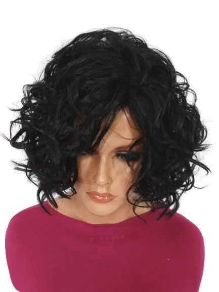 Peruka syntetyczna krótkie loki , black-Nessaja lux wig shop