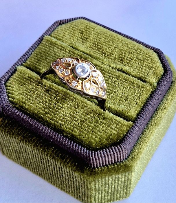 Retro pierścionek złoty 14k z diamentami 0.36ct R20