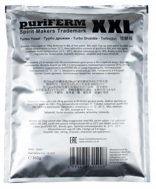 Drożdże gorzelnicze PuriFERM XXL 100L Turbo
