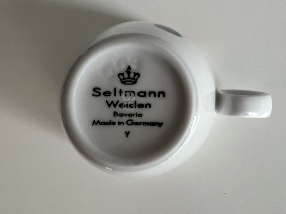 Dwie filiżanki do espresso z talerzykami porcelana Seltman Weiden