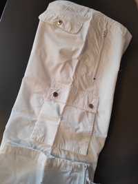 Spodnie damskie, sportowe, białe, 6 kieszeni, bawełna, rozmiar M