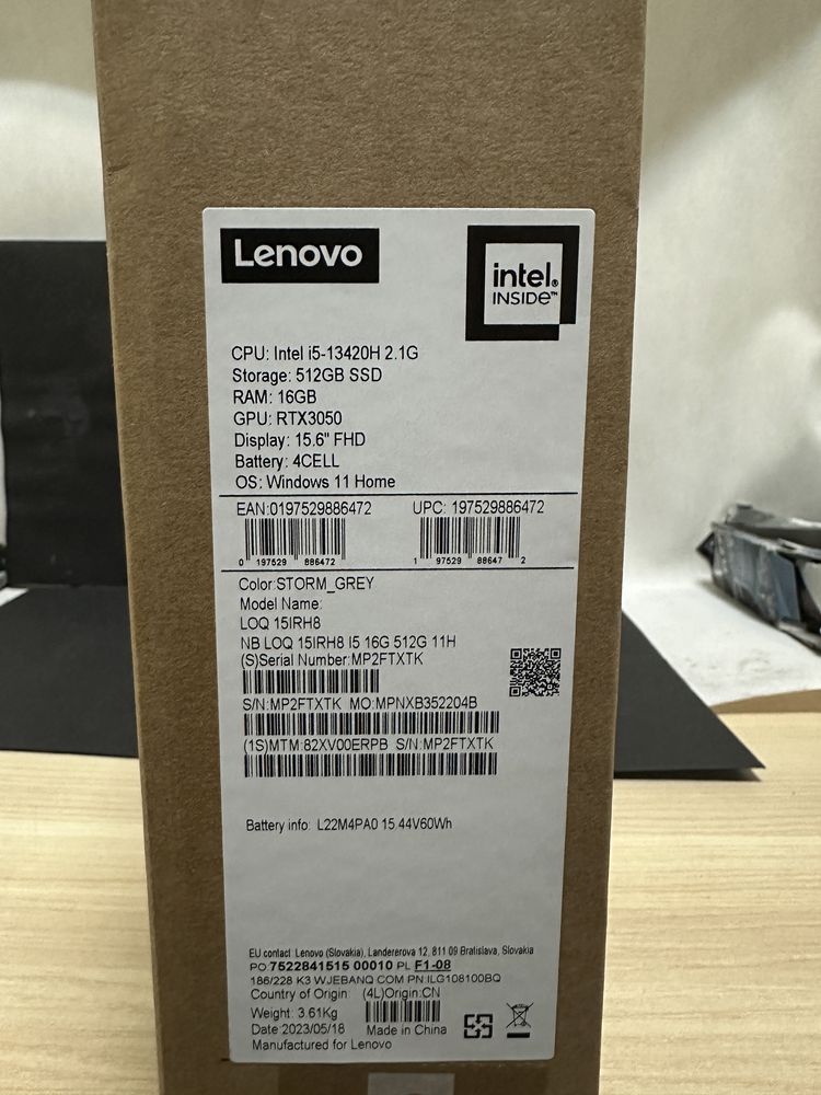 Nowy Lenovo LOQ 15IHR8 i5-13gen/16RAM/RTX3050/512 SSD Gwarancja