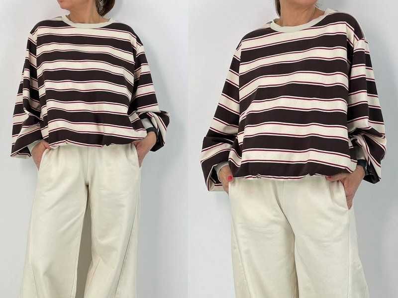 Lumina bluza paski z lekka gumką  w pasie